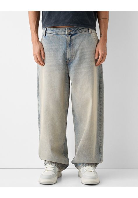 Bershka FADED-EFFECT SKATER - Traperice opuštenog kroja - light blue Bershka Men, Denim Men, Skater Fit, Skater Jeans, Faded Jeans, Relaxed Fit Jeans, Jeans Jumpsuit, Jeans Boyfriend, Baggy Jeans