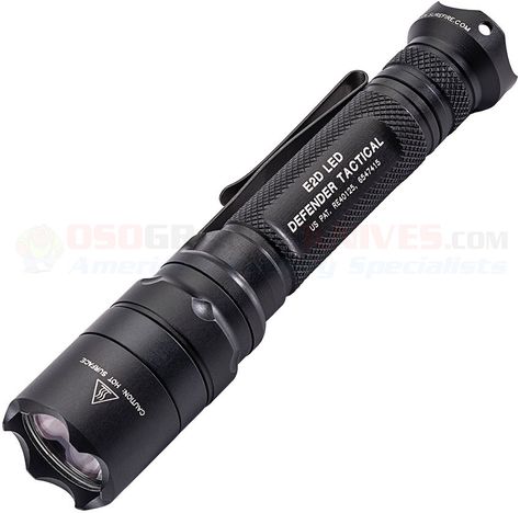 SureFire E2D Defender Tactical Single-Output LED Flashlight (1000 Lumens) E2DLU-T | OsoGrandeKnives Sci Fi Flashlight, Constellation Flashlight, Futuristic Flashlight, Flashlight Accessories, Big Flashlight, Tactical Light, Combat Armor, Tactical Flashlight, Tactical Equipment