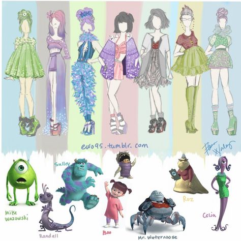 Randall Boggs, Monster Inc, Disney Monsters, Disney Inspired Fashion, Disney Princess Fashion, Fashion Drawings, My Fashion, Monsters Inc, Disney Fan Art