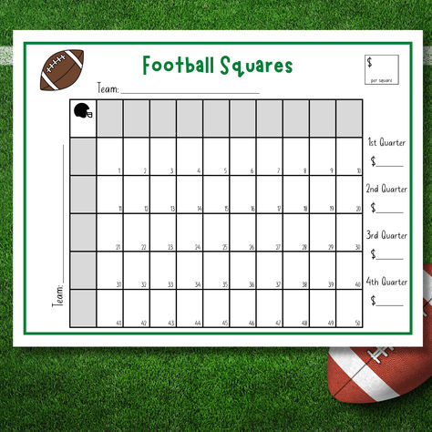 Football Squares Printable, Football Fundraiser, 50 Football Squares Template, Football Party Games, Football Betting Game, Football Pool Football Squares Template, Football Party Games, Football Fundraiser, Football Squares, Football Pool, Square Printables, Football Betting, College Football Games, Football Party