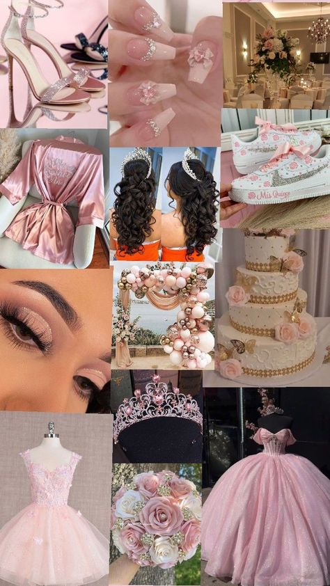 Quinceanera Rose Gold Theme, Twin Quinceanera, Light Pink Quinceanera Theme, Pink Quinceanera Theme, Baby Pink Quinceanera Dresses, Pink Quince Theme, Butterfly Quinceanera Theme, Quinceanera Venue, Dream Quinceanera