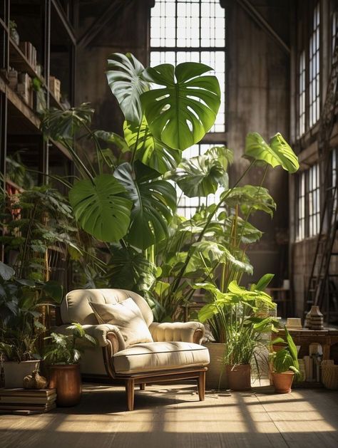 Loft With Plants, Indoor Plants Decor Living Room, Dream Garden Backyards, Pools For Small Yards, Backyard Covered Patios, Garden Vegetables, Fall Garden Vegetables, Deco Nature, Recycled Garden