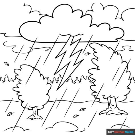 Tornado Worksheet Free Printable, Weather Coloring Pages Free Printable, Weather Coloring Pages, Storm Drawing, Thunderstorm Pictures, Umbrella Coloring Page, Snowflake Coloring Pages, Plant Lessons, Preschool Coloring Pages