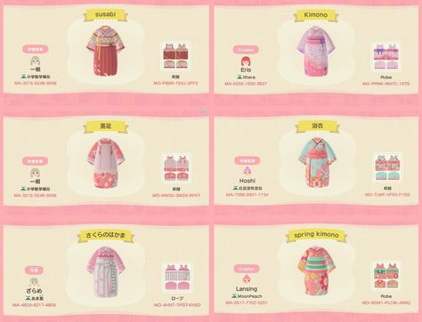 ACNH Creator Dresses Kimono Animal Crossing Kimono Codes, Custom Designs Acnh, Acnh Cottagecore, Acnh Clothes, Roblox Clothing, Cute Kimonos, Animal Crossing Funny, Western Outfits Men, Outfit Collection