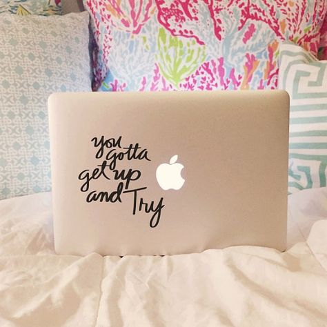 You Gotta Get Up And Try  Motivational  Laptop by moonandstarco Half Mandala, Computer Wallpaper Hd, Mandala Decals, Laptop Decoration, Laptop Vinyl Decal, Decal Ideas, Macbook Stickers, Quote Decals, Macbook Decal