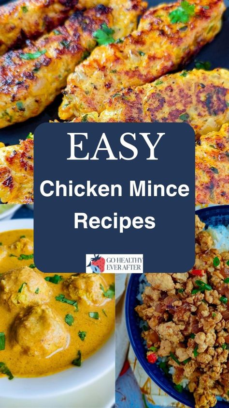 Easy chicken mince recipes: kebabs, kofta curry and stir fry. Healthy Chicken Minced Meat Recipes, Minced Chicken Recipes Easy, Chicken Mince Recipes Healthy, Minced Chicken Recipes Healthy, Mince Chicken Recipes, Chicken Minced Meat Recipes, Chicken Mince Recipes, Mediterranean Diet Chicken, Crumbed Chicken