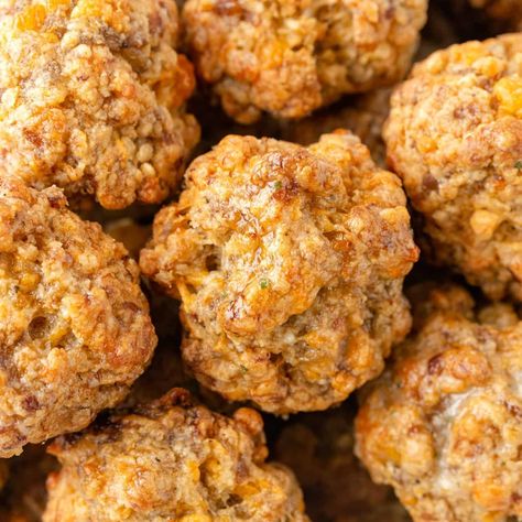 Cheddar Bay Sausage Balls Cheddar Bay Biscuit Sausage Balls, Red Lobster Sausage Balls Recipe, Sausage Balls With Red Lobster Biscuits, Red Lobster Sausage Balls, Cheddar Bay Sausage Balls, Beef Cobbler, Red Lobster Biscuit Mix, Dutch Oven Beef Stew, Oven Beef Stew