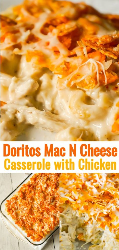 Doritos Mac And Cheese, Casserole With Chicken, Tartiflette Recipe, Mac And Cheese Casserole, Chicken And Cheese, Nacho Chips, Fast Dinner Recipes, Diner Recept, Cheesy Pasta