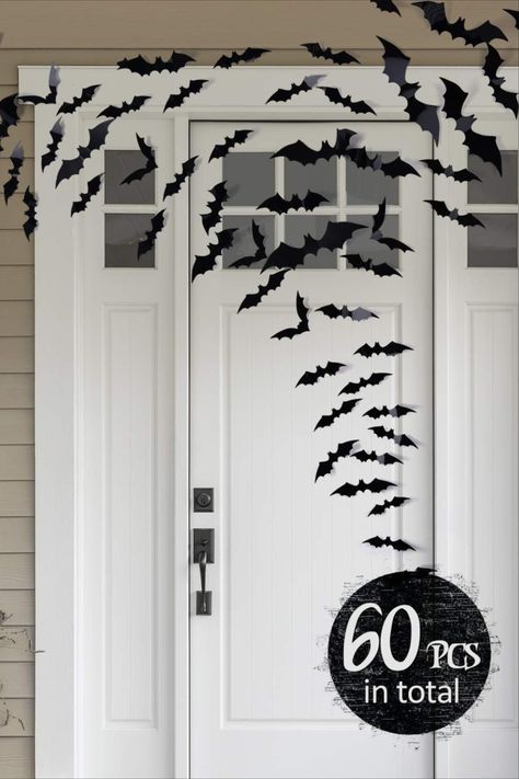 Bats Decoration, Wall Decal Bathroom, Bat Sticker, Scary Bat, Bat Decorations, Halloween Bat Decorations, Diy Wall Decals, Halloween Door, Home Decor Diy