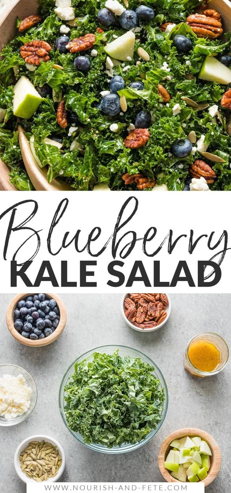 Kale Avocado Salad, Raw Eating, Massaged Kale Salad, Fast 800, Salad Avocado, Blueberry Salad, Vegetarian Salad, Avocado Dessert, Massaged Kale