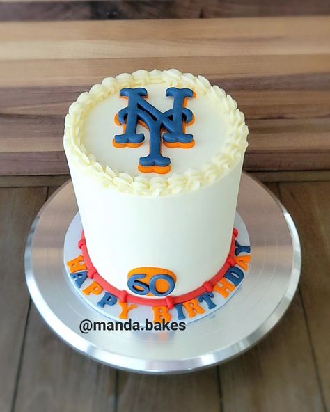 Mets Cake Ideas, Mets Baseball Cake, Mets Cake, Baseball Cake, Mets Baseball, 50th Birthday Cake, Ny Mets, New York Mets, Let Them Eat Cake