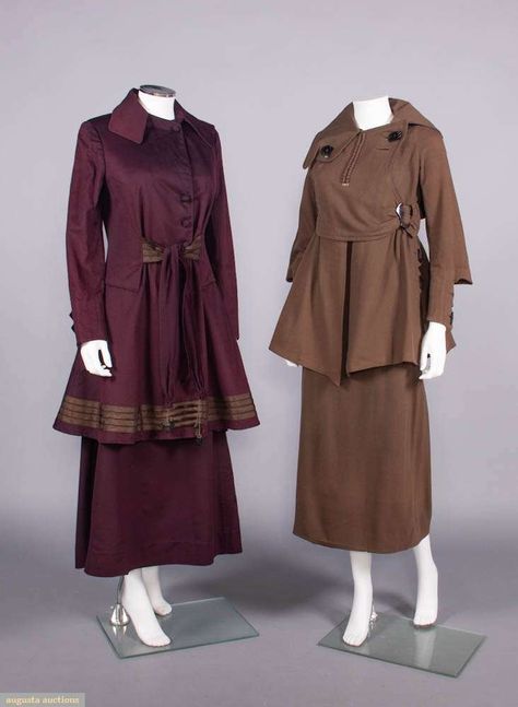 Two Wool Broadcloth Walking Suits, C. 1915-1918, Augusta Auctions,  April 24th, 2024 - Spring Sartorial Spectacular, Lot 180 1918 Fashion, Knife Pleat, Fitted Coat, Clothing And Textile, Couture Vintage, Textiles Fashion, Historical Clothing, Historical Fashion, Mode Inspiration