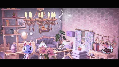 animal crossing new horizons rosie purple aesthetic house design Acnh Rosie's House, Rosie Acnh, Rosie Animal Crossing, Acnh Inspo, New House, Animal Crossing, Room Design, New Homes, House Design