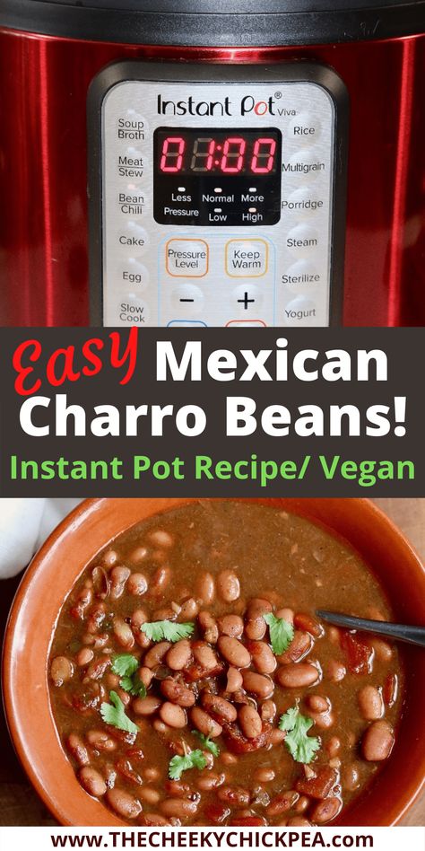 Charro Beans (Frijoles Charros) Vegan Charro Beans Mexican, Charro Beans Vegan, Frijoles Charros Recipe Instant Pot, Mexican Pinto Beans Instant Pot, Pressure Cooker Charro Beans, Instant Pot Frijoles Charros, Vegetarian Charro Beans, Charro Beans Instant Pot, Instant Pot Charro Beans