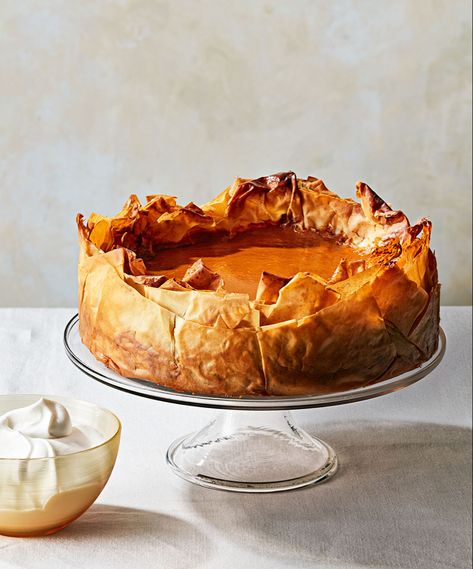 Five-Spice Pumpkin Pie with Phyllo Crust | Martha Stewart Martha Stewart Pumpkin Pie, Cranberry Meringue Pie, Pies And Tarts, Pumpkin Puree Recipes, Martha Stewart Recipes, Thanksgiving Pies, Pie Tart, Meringue Pie, Pumpkin Pie Recipes