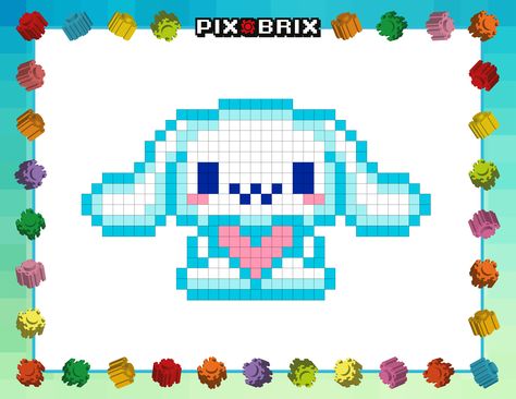 Sanrio Cinnamoroll PIX BRIX Pixel Art Template Instructions  Free Printable!  Find video tutorials and instructions on Pix Brix's YouTube channel.  pixbrix, tutorials, instructions, magic blocks, diamond blocks, hama beads, perler beads, diamond painting, lego, educational toys, stem toys, puzzle, pinterest ideas, printable, free printable, Cinnamoroll Perler Beads, Lego 3d, Stitch Anime, Beads Perler, Easy Pixel Art, Pixel Art Templates, Pixel Drawing, Pinterest Ideas, Sanrio Cinnamoroll