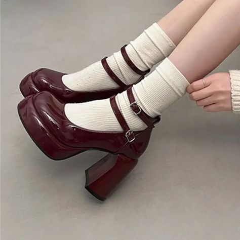 Zapatos Mary Jane, Burgundy Shoes, Womens Mary Janes, Mary Jane Shoes Womens, Wedding Dress Shoes, Mary Jane Pumps, Beige Shoes, Mary Jane Heels, Shoe Covers