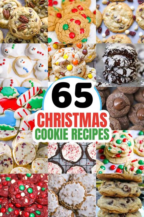 Here's 65 Homemade Christmas Cookies Recipes to get you in the holiday spirit! Whether you're baking up a batch for Santa or for your own holiday celebration, with 65 different homemade cookie recipes to choose from, you're sure to find something to please everyone. From chcoolate chip cookies, sugar cookies and triple chocolate cookies, to loaded cookies and easy stuffed cookie recipes - you'lre guarenteed to find a chewy cookie recipe that's perfect for you! Stuffed Cookie Recipes, Homemade Christmas Cookie Recipes, Best Christmas Cookies Recipes, Loaded Cookies, Homemade Cookie Recipes, Homemade Christmas Cookies, The Best Cookie Recipes, Butterscotch Chip Cookies, Soft Snickerdoodle Cookies