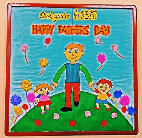 Father's Day Bulletin Board Father's Day Chart For Preschool, Fathers Day Chart For School, Fathers Day Board Ideas For School, Fathers Day Board Decoration, Fathers Day Bulletin Board Ideas, Diy Father's Day Decorations, Board Ideas For Preschool, Bulletin Board Ideas For Preschool, Earth Day Bulletin Board