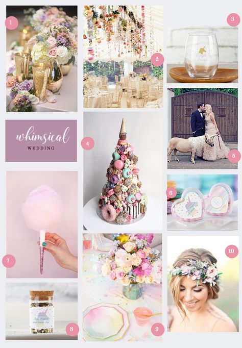 Whimsical Wedding Collage | 10 Ideas for a Whimsical Wedding | My Wedding Favors Whimsical Wedding Palette, Unicorn Wedding Theme, Kawaii Wedding Theme, Irridescent Wedding Theme, Opal Wedding Theme, Iridescent Wedding Theme, Royal Fiveness, Iridescent Wedding, Kawaii Wedding