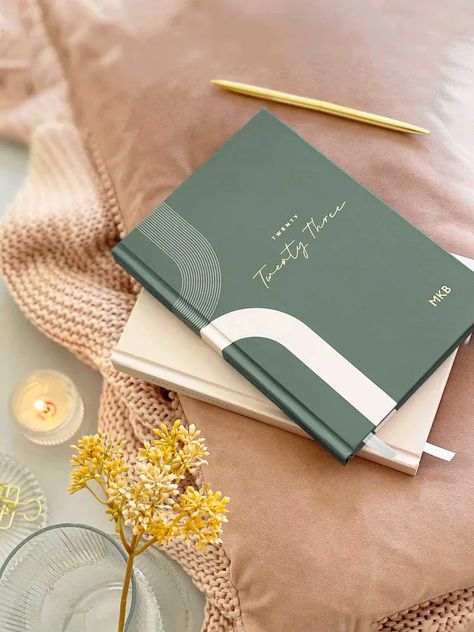 Journal Minimal, Diary Cover Design, Verde Aesthetic, Goal Setting Journal, 2023 Diary, Personalised Diary, Meditation Journal, Notebook Mockup, Diary Design