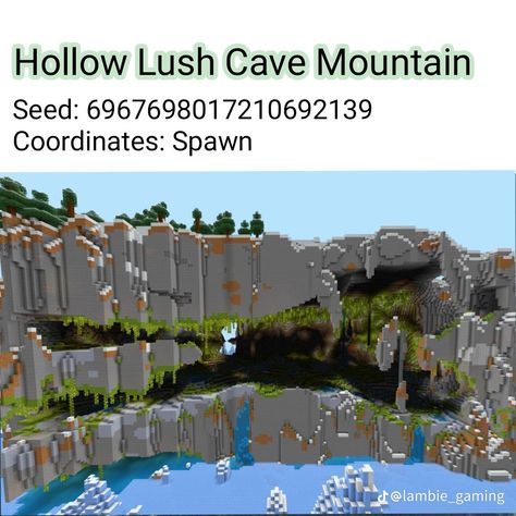 Minecraft Water Cave House, Minecraft Cave Seeds, Minecraft Seeds Xbox One, Mc Seeds, Cool Minecraft Seeds, Minecraft Building Guide, Minecraft Seeds, Minecraft Seed, Minecraft Things