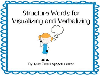 12 structure words with visual for visualizing and verbalizing Visualizing And Verbalizing Activities, Visualizing And Verbalizing, Improve Reading Comprehension, Teaching Supplies, Speech Room, Speech Activities, Reading Intervention, Speech Language Therapy, Speech Therapy Activities