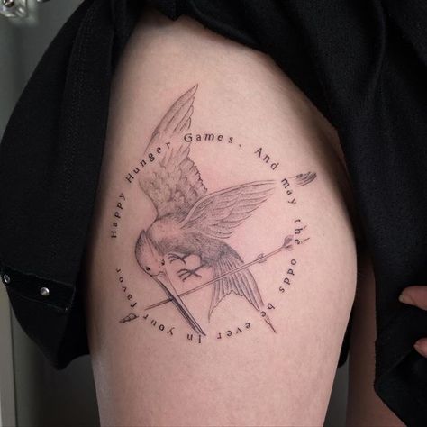 Marvel Tattoo Women, May The Odds Be Ever In Your Favor Tatoo, Mockingjay Tattoo, Hunger Games Tattoo, Ballet Tattoos, Games Tattoo, Tatoo Inspiration, Torso Tattoos, Wicked Tattoos