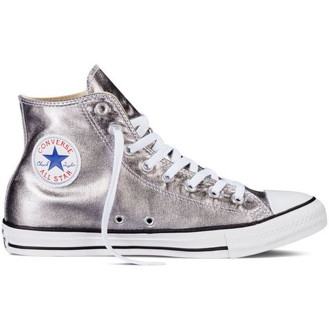 Converse Chuck Taylor All Star Metallic – gunmetal Sneakers (€58) ❤ liked on Polyvore featuring shoes, sneakers, gunmetal, converse footwear, polish shoes, converse trainers, gunmetal shoes and metallic sneakers Metallic Converse, Stars Converse, Metal Shoes, High Converse, Converse Style Women, Galaxy Shoes, Shiny Shoes, Cheap Shoes Online, Sneakers Converse