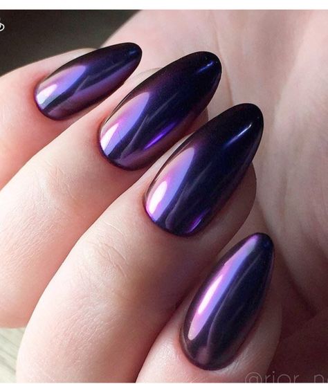 Purple Chrome Nails, Purple Nail Designs, Purple Nail Polish, Simple Acrylic Nails, Acrylic Nails Designs, Purple Nail, Almond Acrylic Nails, Acrylic Nail Art, Manicure E Pedicure