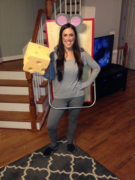 Mouse caught in a mousetrap diy Halloween costume! Adult Mouse Costume, Mouse Costume Women, Mean Girls Costume, Halloween Tutorial, Pajama Day, Mouse Costume, Inside Joke, Homemade Halloween Costumes, Diy Halloween Costume