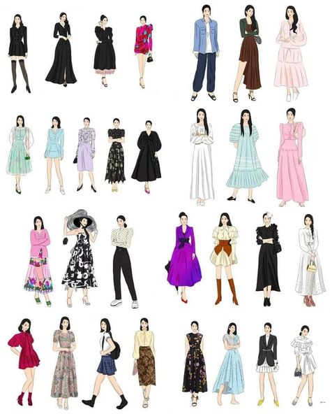 Dress Kdrama Outfits, Fashion Illustration Tutorial, Casual Day Outfits, Designer Dresses Casual, Anime Dress, Be Okay, K Drama, It's Okay, Cute Art Styles