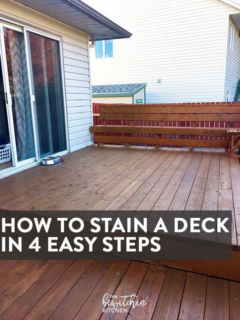 Stain A Deck, Redwood Deck, Deck Stain Colors, Deck Diy, Deck Renovation, Redwood Decking, Deck Stain, Semi Transparent Stain, Diy Landscape