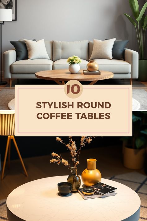 Looking for the perfect round coffee table to enhance your living space? These 10 unique ideas will spark your creativity and help you find the right table for your home! Rounded coffee tables not only save space but they provide a soft, welcoming vibe to any room. Whether you're drawn to a bohemian style with layered textures or modern minimalism, we've got inspiration that will fit in beautifully. Elevate your interior design game with these top selections that combine style and functionality. Round Coffee Table Ideas, Coffee Table Inspiration, Round Coffee Tables, Coffee Table Ideas, Cowboy Coffee, Interior Design Games, Big Splash, Chunky Knit Throw, Table Inspiration