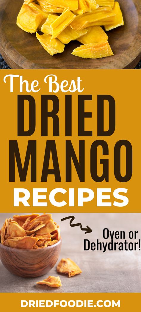 With these 10 delicious dried mango recipes, you'll never run out of ideas for desserts, snacks, smoothies, and more. Homemade dehydrated mango is the main ingredient! Dehydrated Dessert Recipes, How To Make Dried Mango, Freeze Dried Mango Recipes, Dried Mango Recipe Desserts, Recipes Using Dried Mango, Mango Dehydrator Recipes, Dehydrated Mango In Dehydrator, Dehydrate Mango, Dried Mango Recipe