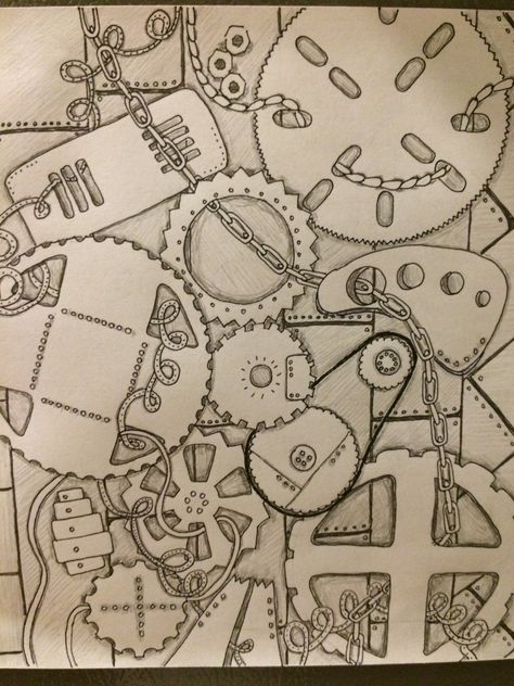 Mechanical zentangle; steampunk zentangle; original doodle by Laura Dotson. Mechanical Art Drawing, Steampunk Doodles, Steampunk Zentangle, Steampunk Art Drawing, Steampunk Drawing, Steampunk Patterns, Drawing Doodles, Hope Art, 5th Grade Art