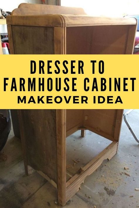 Tall Dresser In Kitchen Ideas, Converting A Dresser Into A Bookshelf, Upcycled Tall Dresser, Dresser Conversion Ideas, Diy Dresser To Cabinet, Tall Dresser Refinishing Ideas, Dresser To Shelves Diy, Bookcase On Top Of Dresser, Chest Of Drawers Repurpose Ideas