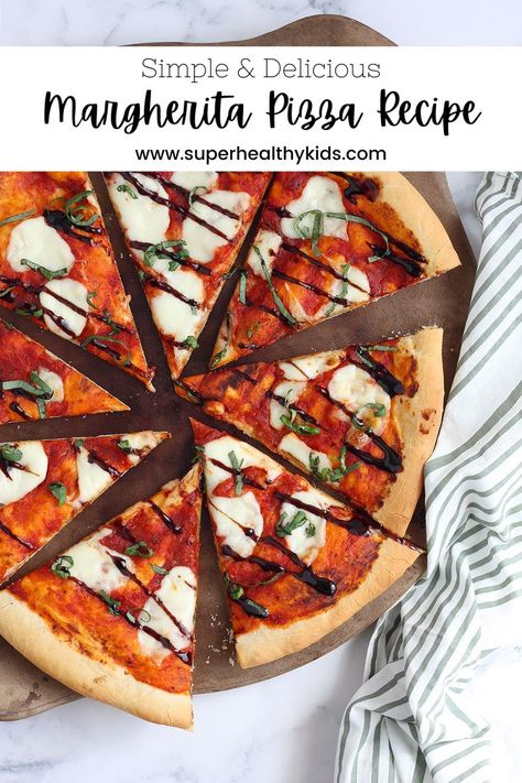 Margarita Pizza With Balsamic Glaze, Pizza With Balsamic Glaze, Balsamic Pizza, Fresh Mozzarella Pizza, Slow Cooker Dinner Healthy, Margherita Pizza Recipe, Delicious Pizza Recipes, Mozzarella Pizza, Margarita Pizza