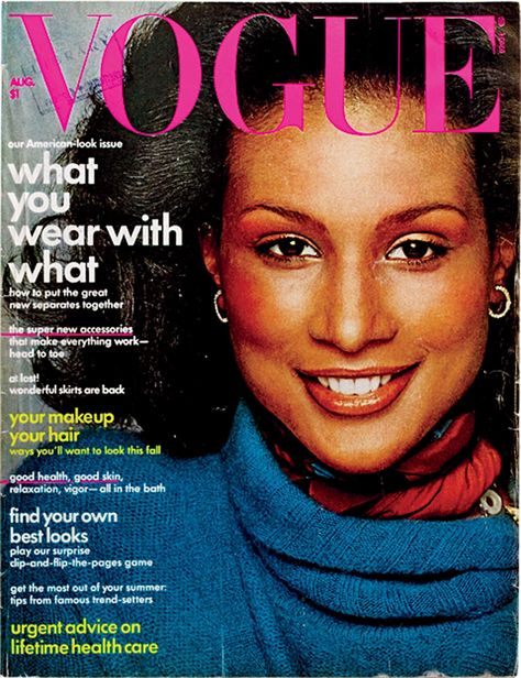 Reprint from August 1974: The cover of American Vogue with model Beverly Johnson. *** Local Caption *** Beverly Johnson; Photographed by Francesco Scavullo, Vogue, August 1974 Francesco Scavullo, Beverly Johnson, Patti Hansen, Vogue Portugal, Paul Poiret, Vogue Brazil, Vogue Magazine Covers, Magazine Vogue, Lauren Hutton