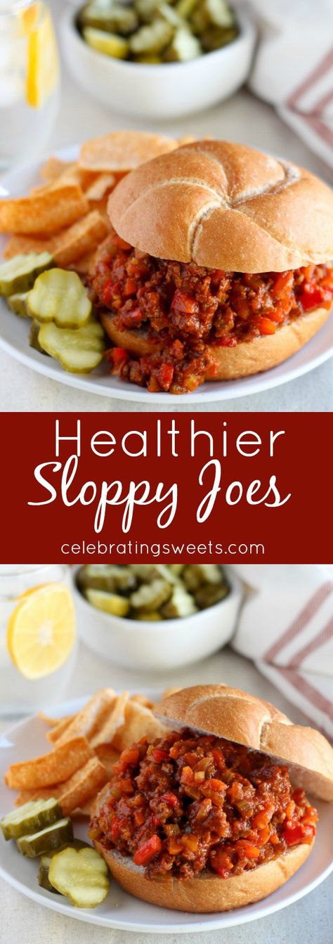 Healthier Sloppy Joes - Made with lean ground beef and lots of veggies these sloppy joes are healthy, hearty and delicious. Healthy Sloppy Joe Recipe, Healthy Sloppy Joes, Joe Recipe, Sloppy Joes Recipe, Healthy Turkey, Sloppy Joe, Ground Turkey Recipes, Meal Recipes, Work Lunch