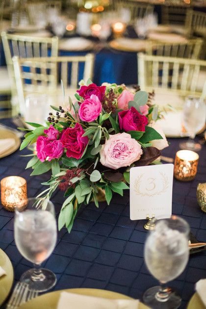 Navy Blue Fuschia And Gold Wedding, Jewel Tone Wedding Tablescape, Hot Pink And Navy Wedding, Magenta Bridesmaid, Magenta Bridesmaid Dresses, Jewel Tones Wedding, Jewel Tone Wedding Colors, Kate Foley, Magenta And Green