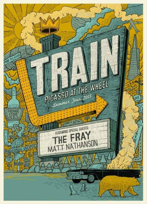 NEWS: The pop rock band, Train, have announced the “Picasso At The Wheel Tour,” for this summer, in the United States. The Fray and Matt Nathanson will be supporting the tour. You can check out the dates and details at http://digtb.us/16BWNys Concert Wall, I Love You Brother, Matt Nathanson, Life Is Beautiful Festival, Photos For Wall, Music Branding, Artist Posters, Train Posters, Hollywood Bowl