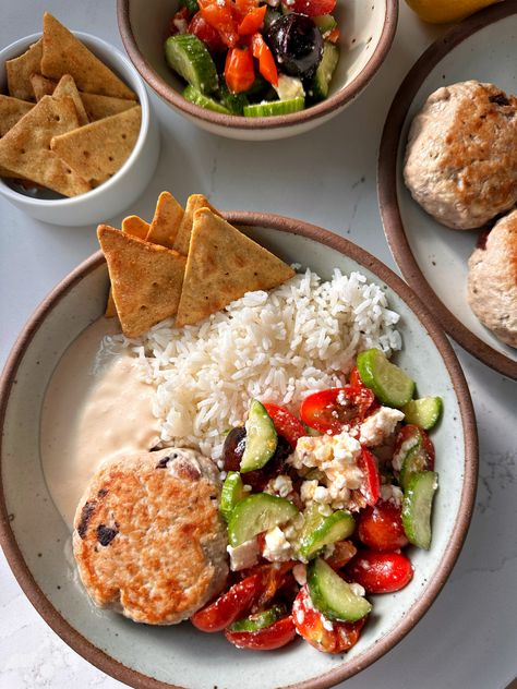 Cucumbers Recipes, Turkey Feta Burgers, Hummus Bowls, Greek Goodness, Chicken Hummus, Greek Turkey, Hummus Bowl, Greek Turkey Burgers, Colorful Veggies