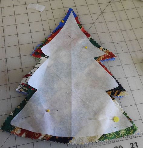 Fabric Christmas Trees, Using Scraps for a Rustic Look - SewWhatYvette Stuffed Christmas Tree Decorations, Christmas Fabric Ornaments Free Pattern, Christmas Tree Ornaments To Sew, Fabric Crafts For Christmas, Stuffed Fabric Christmas Trees Diy, Fabric Christmas Decorations Sewing, Handmade Fabric Christmas Ornaments, Material Christmas Trees, Scrap Fabric Christmas Projects