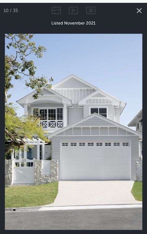 Hampton Driveway, Hamptons Style Exterior, Entrance Fence, Upstairs Addition, Hamptons Exterior, Hampton Beach House, Hamptons Facade, Hampton Style House, Hamptons Style House