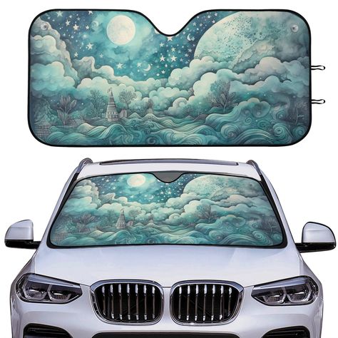 Stars Accessories, Cute Cloud, Car Shade, Windshield Cover, Car Sunshade, Car Visor, Sky Moon, Cute Car Accessories, Waterproof Car