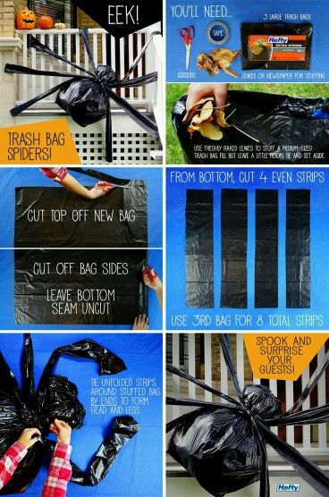 Trash Bag Spider Web, Trash Bag Spider, Simple Halloween Decor, Decorations For Halloween, Diy Crafts Ideas, Spider Web Decoration, Hallowen Ideas, Lawn Decorations, Holiday Deco