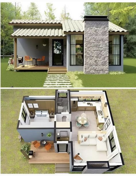 Vacation Home Interior, Small House Blueprints, Small House Layout, House Floor Design, Building House Plans Designs, Sims House Plans, Tiny House Floor Plans, House Construction Plan, House Layout Plans