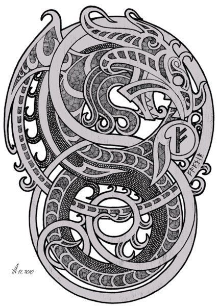 Norse Dragon Symbol Norse Dragon, Tattoo Line Art, Dragon Symbol, Scandinavian Tattoo, Arte Viking, Tattoo Line, Celtic Tattoo, Norse Symbols, Norse Tattoo