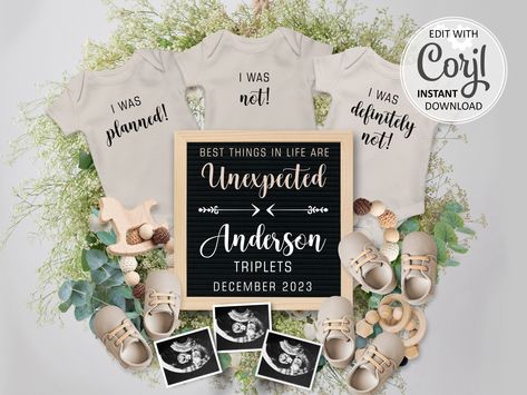 Triplet Announcement, Triplets Pregnancy, Twins Announcement, Sonogram Pictures, Three Babies, Baby Due Date, Triplet Babies, Baby Due, Third Baby